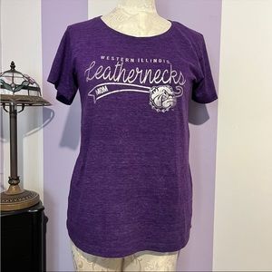 WIU Western Illinois University Leathernecks MOM Short Slv Purple Shirt Womens M